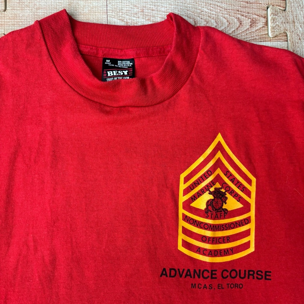 VTG USMC SNCO Academy Advance Course Shirt Medium MCAS El Toro CA Single Stitch